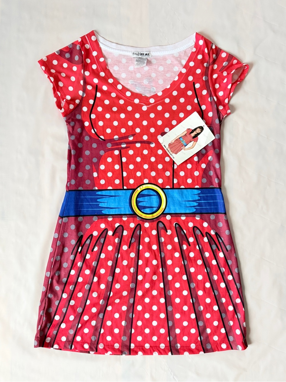 Lichtenstein red polka dot cartoon costume dress Faux Real comic size M New